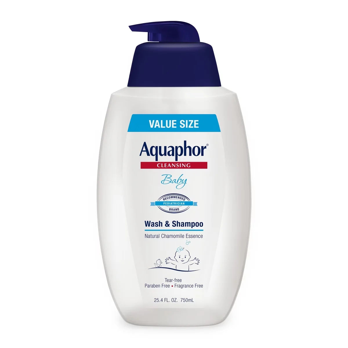 Aquaphor Unscented Baby Wash & Shampoo - 25.4oz: Liquid Cleanser with Pump Bottle for Sensitive & Normal Skin