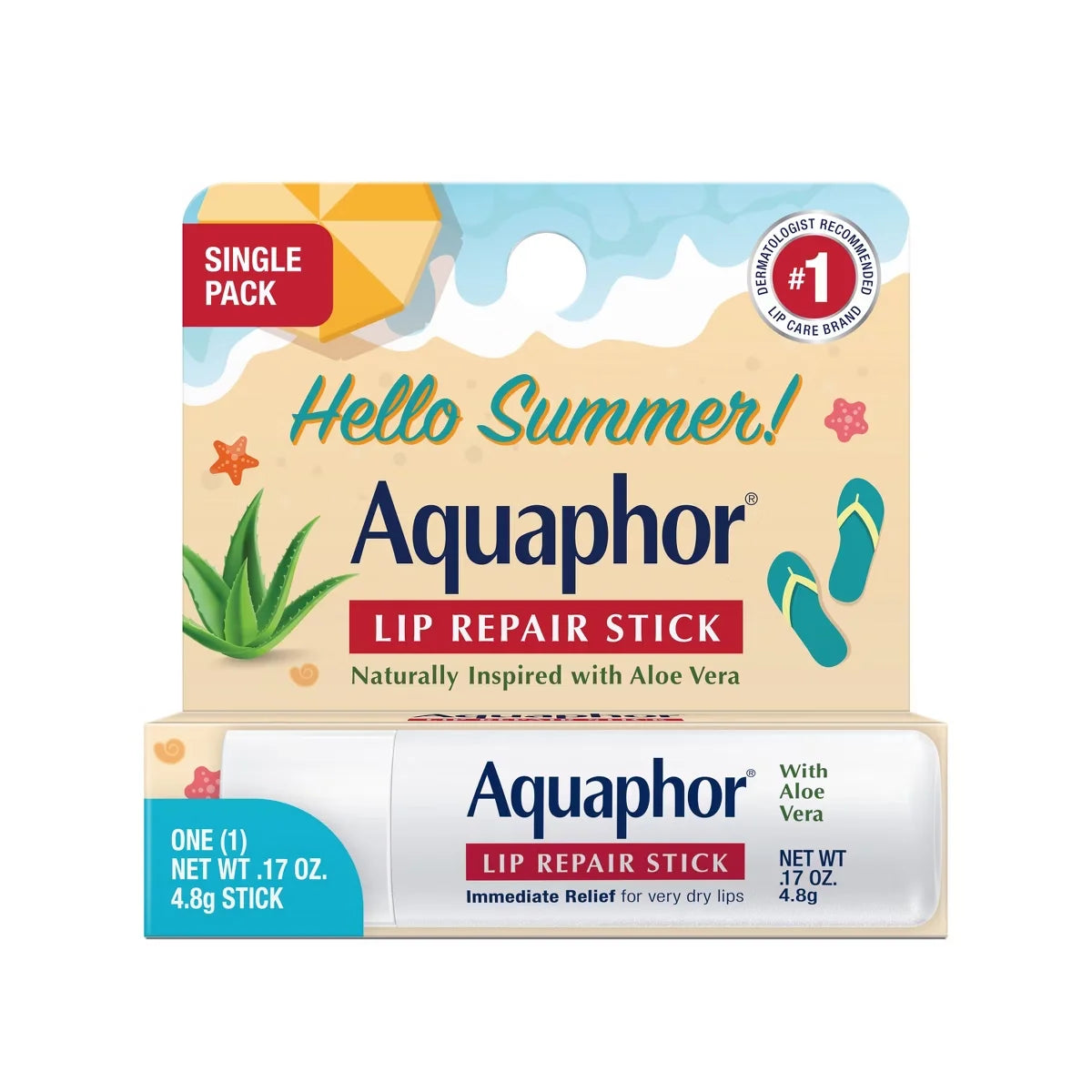 Aquaphor Lip Naturals Aloe Vera Single Summer Pack Lip Balm - 0.17oz